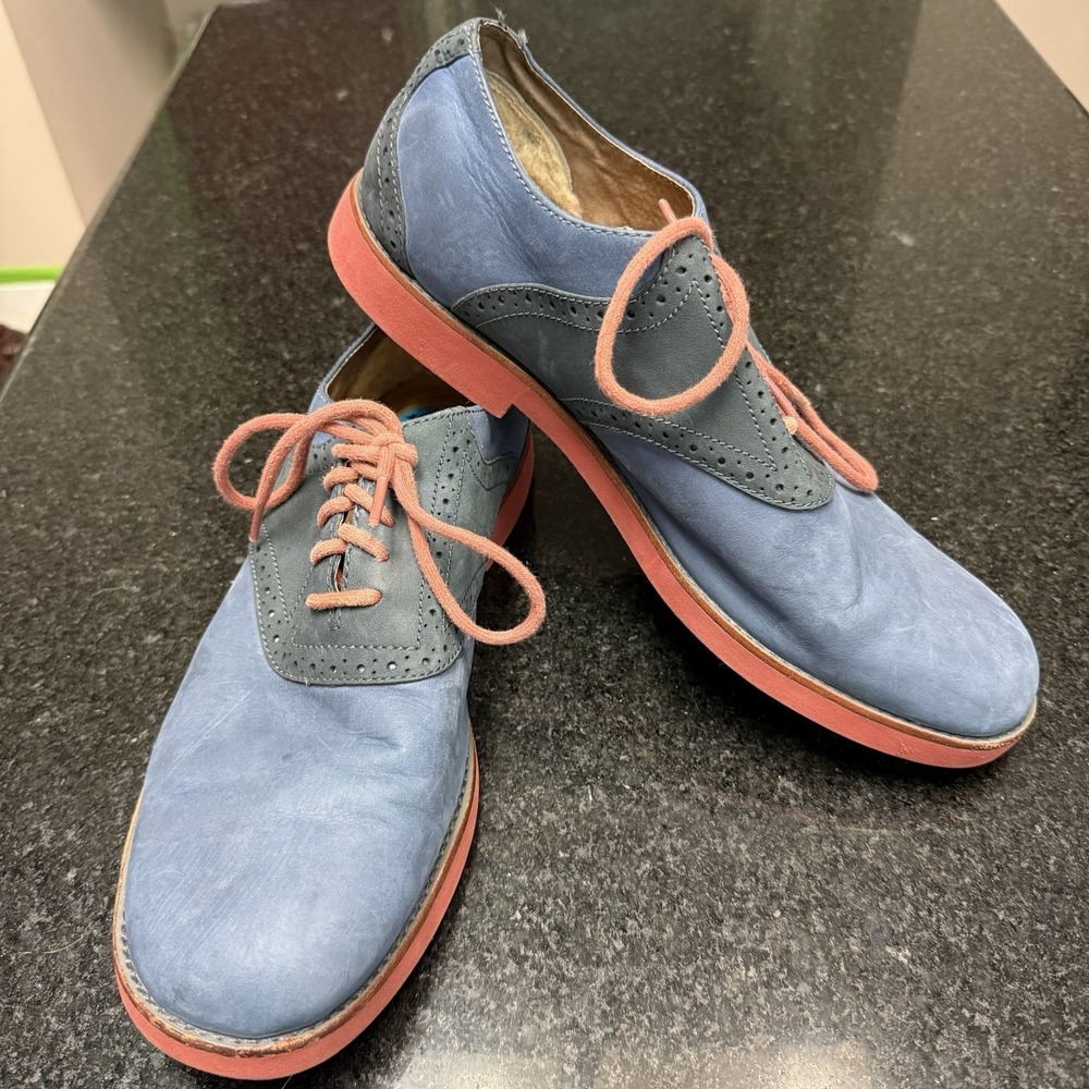 👞 UGG Holston Saddle Oxford Shoes Mens 11.5 Blue Leather Red Brick Sole 1002479